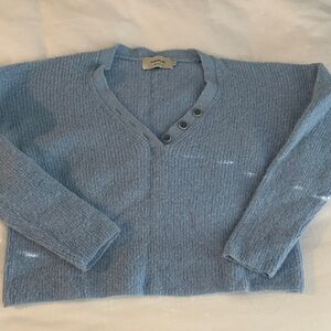 Elegant Sky Blue V-Neck Sweater